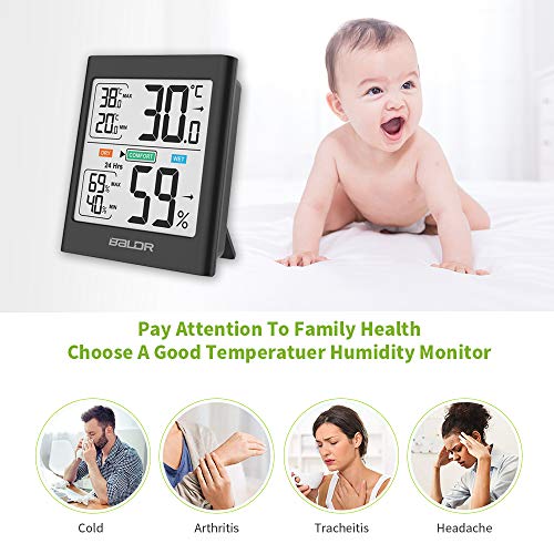BALDR Digital Indoor Thermometer & Hygrometer - Compact and Versatile Design with Motion Activated Backlight, Accurate Temperature Monitor & Humidity Gauge - Thumbnail 7