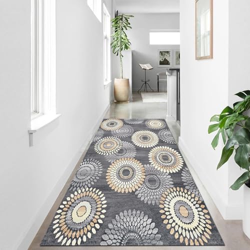 Tapis de cuisine antidérapant et grand tapis de couloir gris