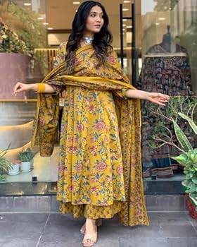 GoSriKi Anarkali Kurta met Rayon Viscose Bedrukte Dames met Palazzo