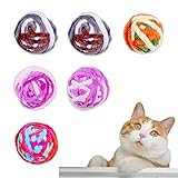 Material Premium: estos juguetes de gato interactivos están hechos a mano con hilo de lana suave y material de felpa, por lo que no lastimarán las patas del gato.Estas bolas de gato tienen campanas adentro para atraer la atención del gato para jugar.