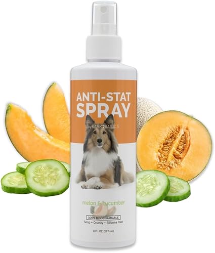 Bark2Basics Anti Stat Pet Scissoring Spray y desenredante para perros y gatos, 8 onzas, ingredientes naturales, spray para peinar y cepillar,