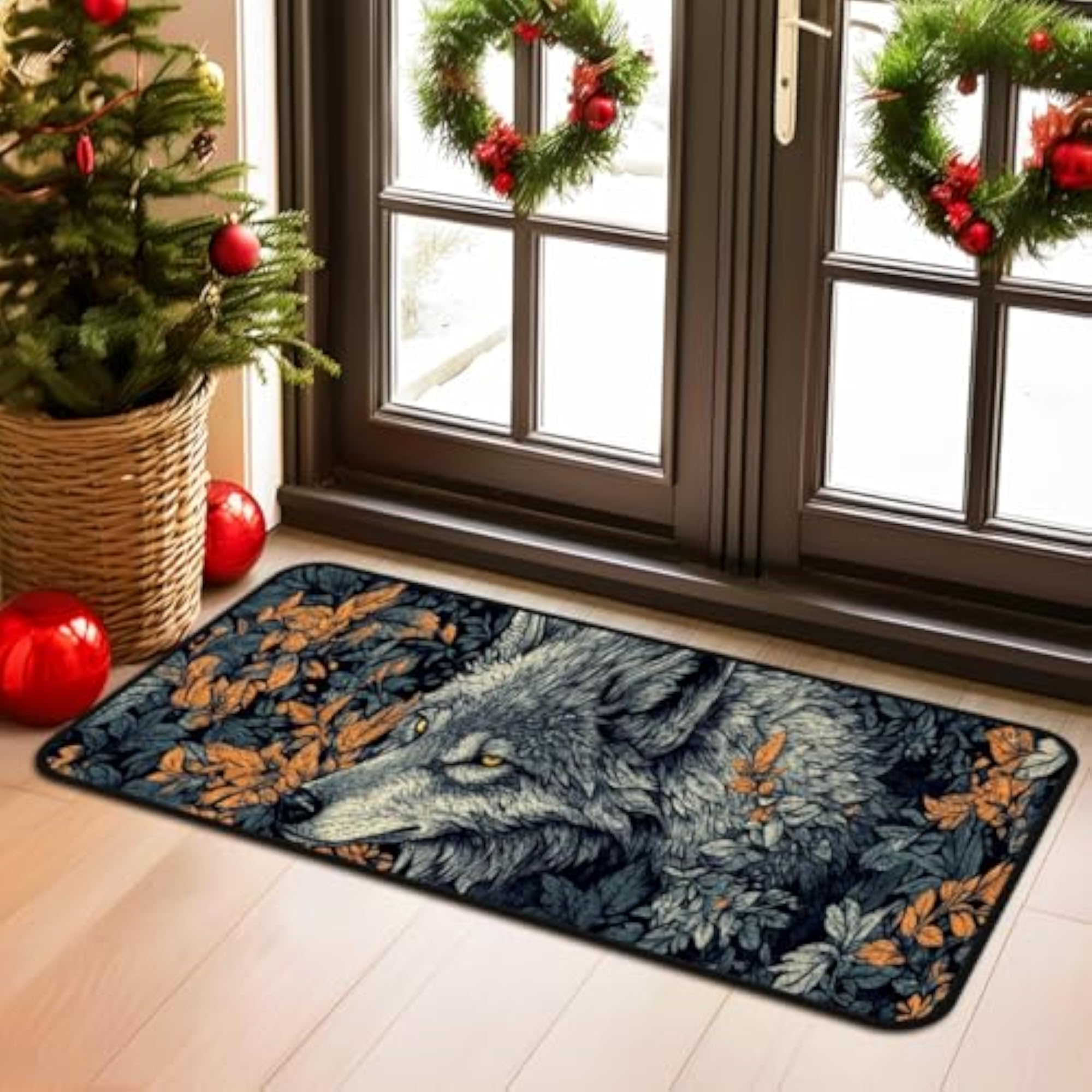 Wolf Flower Kitchen Floor Mat, Area Rugs 17''x51''