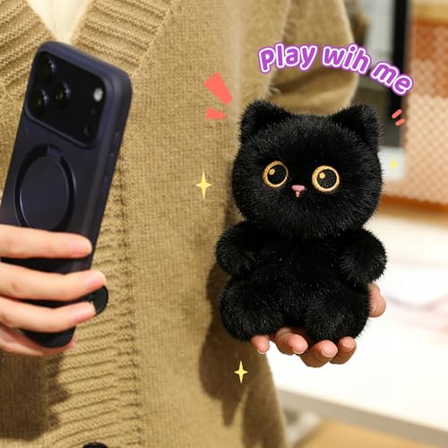 Image of Ditucu Palm-Sized Black Cat Stuffed Animals Cute Soft Plush Dolls Small Plushies Toys Gifts for Kids 6 inch