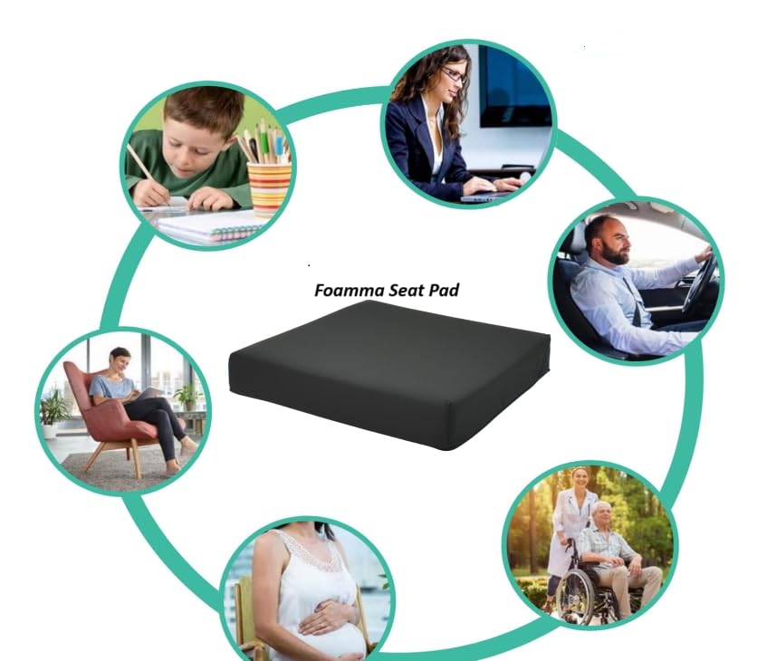 Cojín de espuma para aliviar el dolor para silla de ruedas, asiento de coche, soporte de coxis, cojín de silla de ruedas, funda impermeable (negro, 41 cm x 46 cm x 10 cm)