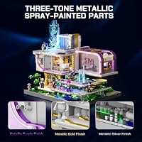 Lumibricks Neon Elite Lounge Beleuchtetes Klemmbaustein-Set, 2.167 Teile Cyberpunk-Restaurant & Sky Lounge mit LED-Beleuchtung,Schwebende Architektur,Modulares Sci-Fi-Ausstellungsmodell für Erwachsene – Ansicht 2