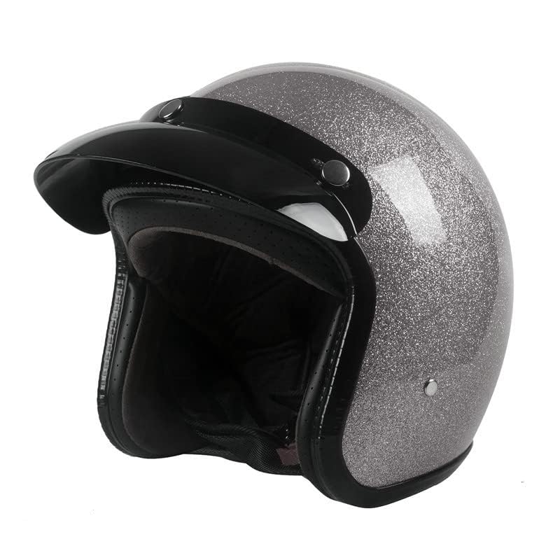 Image of Harssidanzar Open Face Motorcycle Helmet DOT Approved Vintage Helmet CU601