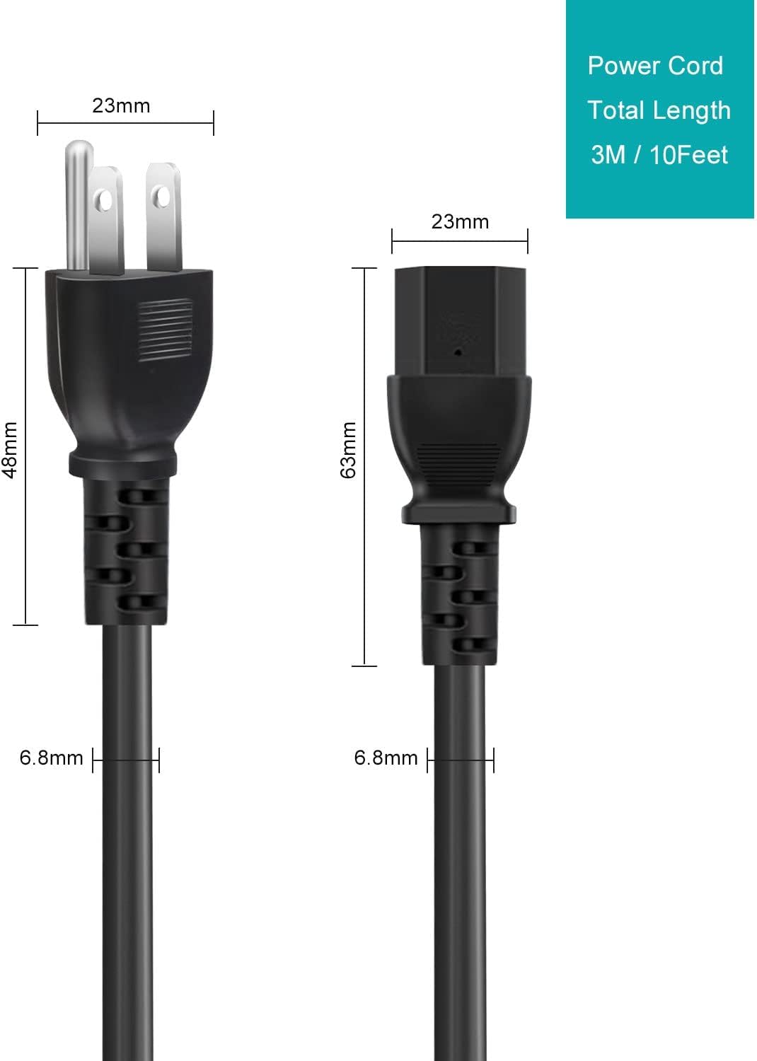 instant pot power cord 10ft 3 Prong Cable for Instant Pot Electric Pressure Cooker, Power Quick Pot, Rice Cooker, Smart Power Cooker, Soy Milk Maker, and More Kitchen Appliance Replacement PowerSupply