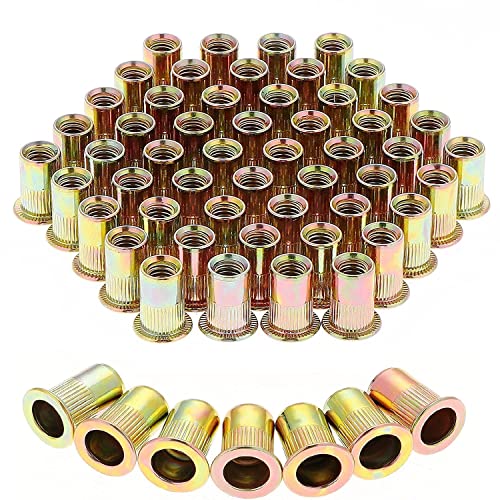 Booramy 100pcs Écrou de Rivet M8 en Acier au Carbone et Plaqué au Zinc Insers Fileté Ecrou Tête Ecrou