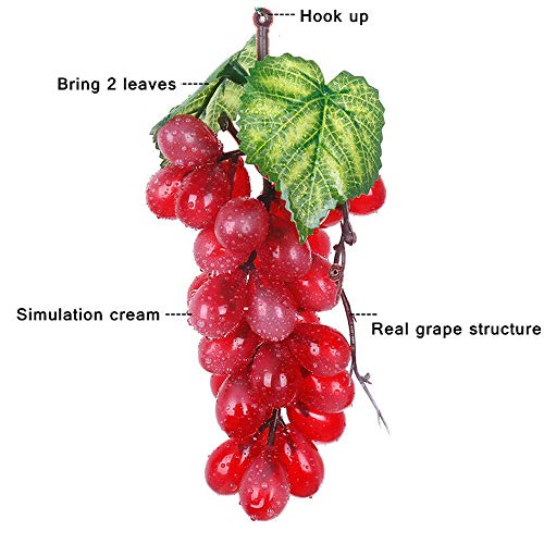 5 Pcs Artificial Grapes Faux Fruit, Fake Realistic Grapes Clusters Decor Plastic Grapes And Vines, Decorative Rubber Grapes Bunches In Black Purple Red Green Photography Bowl Prop Food Ornaments #TOP1