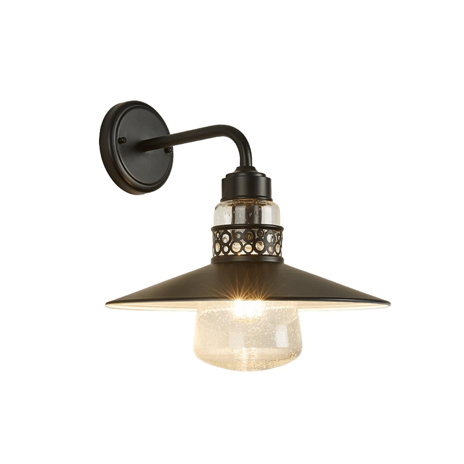 OZBMA Black Outdoor Wall Sconce, Industrial Gooseneck Exterior Lamp with Clear Glass Shade, Barn Lantern for Porch, Patio, Garage, Garden, Farmhouse, Entry, Yard Cottage(Large) (size_name Large)