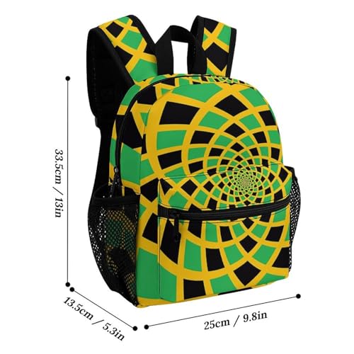 Jamaican Flag 13 Inch Backpack Lightweight Double Shoulder Bag with Zippers Unisex Daypack2