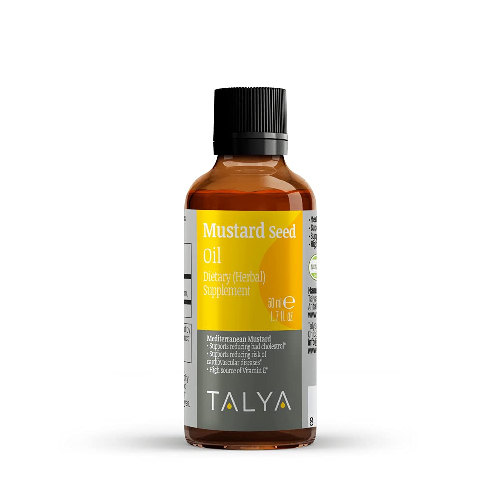 TALYA Herbal Pure Mustard Oil (Brassica nigra oleum) 100% Natural Pure Cold Pressed Oil 50ml (1.7 oz) Glass Bottle