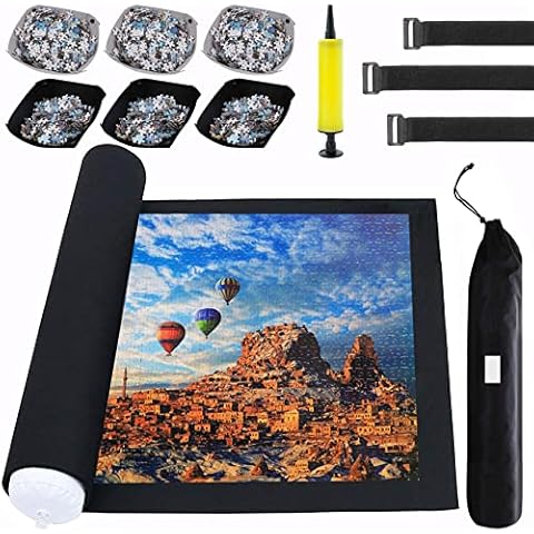 Puzzle Mat Roll Up Puzzles Board for Jigsaw Up to 2000, 1500, 1000, 500 Pieces Large Portable Table Saver Mats Puzzle Keeper Cover with Sorter Trays Storage Bag Kit Holder Organizer Pad for Adults Kid Cover