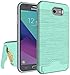 For Samsung Galaxy J7V J7 V Case, J7 Perx / J7 Sky Pro / J7 Prime / Halo / J7 2017 Case, OEAGO [Card Slot] [Brushed Texture] Heavy Duty Hybrid Dual Layer Wallet Case Cover with Kickstand - Mint