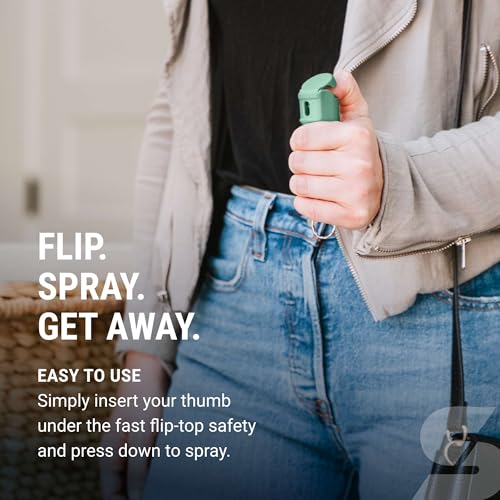 SABRE Pepper Spray - Fast Flip Top, Snap-Clip Keychain, Easy to Use & Carry, Maximum Police Strength OC Spray With UV Dye For Self Defense, 10 Second Spray Time, Finger Grip for Faster Aim,0.54 fl oz - Image 6