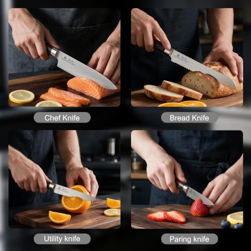 Image of imarku 18-Piece Japanese Santoku Stainless Steel Knife Set with Block