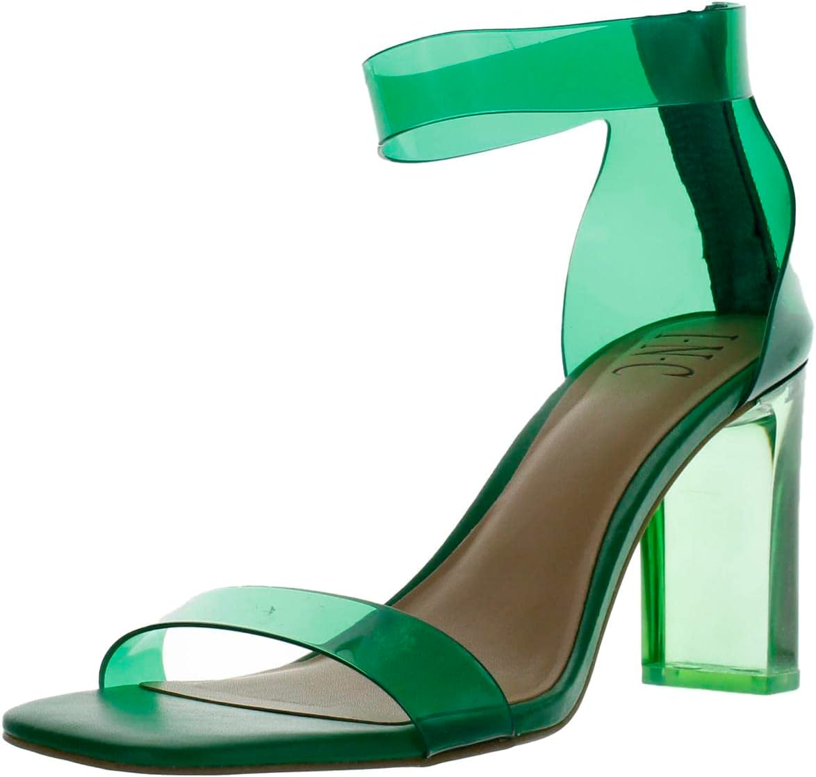 IncWomens Makenna Ankle Strap Vinyl Heel Sandals
