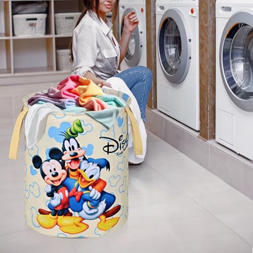 Image of Urbane Home Pack of 3 Foldable 45L Toys Organizer for Kids Room - Soft Toys Storage Bag /Basket /Container with Handles | Disney Print - Cream