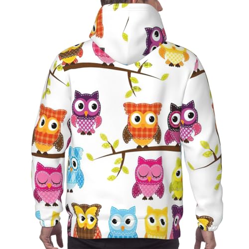 Pull à capuche en polaire hiboux pour homme | Sweat d'hiver chaud