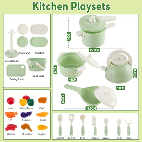 image for HYAKIDS Kids Pots and Pans Set Toy Play Kitchen Accessories, Pretend R