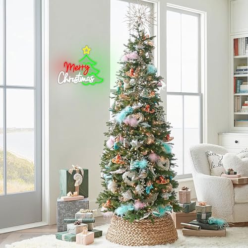 Image of Merry Christmas Neon Sign Christmas Tree Neon Light