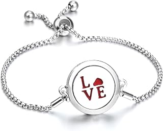 PERSUB New Aromatherapy Bracelet Jewelry Essential Oil Diffuser Adjustable Chain Tree of Life Wing Heart Aroma Perfume Locket Bracelet (Metal Color: 15)