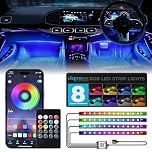 LightecUK Interior Footwell LED Strip Lights - Includes Smartphone App | Wireless Bluetooth Remote Control | Sound & Music Activated | Car USB Connectivity | Million+ Ambient RGB Colours | UK Brand