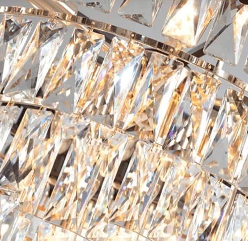 Image of Modern 3-Tiers Crystal Pendant Light Black Gold Round Ceiling Light Fixture (Antique, 400mm), 3 Colors Led Plate Included Warm White, Natural Light, Chandelier Light (L-40*B-40*H-70 Cm) A