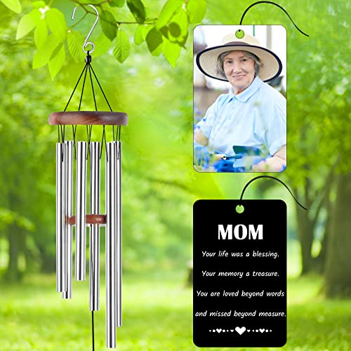 Image of Personalized Custom Wind Chimes Memorial Gift for Loss of Loved One Mother Dad Mom Dog Pets Customized Outdoor Sympathy Wind Chimes with Photo Text