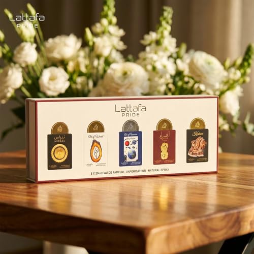 Lattafa Pride Eau de Parfum Geschenkset Kollektion Nr. 3 (5 x 20 ml) | Luxuriöses Parfüm-Geschenkset für Damen & Herren | langanhaltende arabische Düfte | Reise-Mini-Sprays