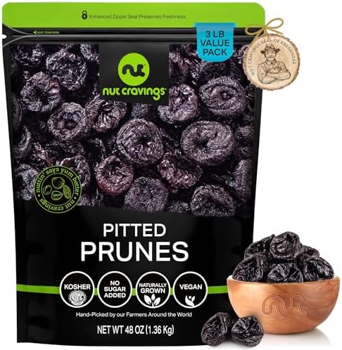 NUT CRAVINGS - Dried Prunes Pitted Unsweetened (48oz, 3 LB) Dry Plums