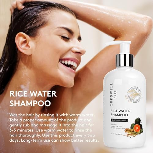 Image of Natural Rice Water Hair Growth Anti-Dandruff Shampoo | Deep Scalp Purifying & Nourishing Formula | Strengthens Roots, Reduces Flakes | Sulfate & Paraben Free | For Men & Women | (200 ml)