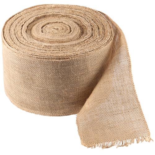 ZOENHOU 13CM x 25M Hessian Ribbon, Hessian Fabric Roll Natural Jute Burlap Ribbon Roll for Table Decoration Party, Craft