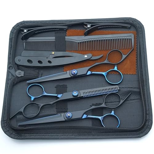 Tijeras de peluquería Tijeras profesionales for cortar el cabello: juego de tijeras desmontables for entresacar cabello con accesorios for uso doméstico o salón(Color 10)