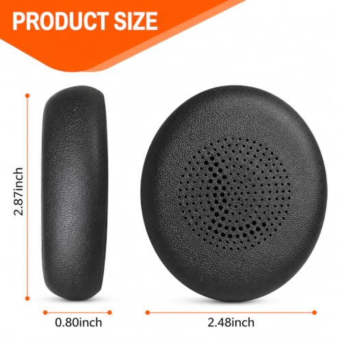Image of Mizi Replacement Ear Pads Compatible with Jabra Evolve2 65 (65MS /65UC), Evolve2 40 (40MS /40UC USB) & Elite 45h On-Ear Headset, Soft Protein Leather Ear Cushions with High-Density Memory Foam, Black