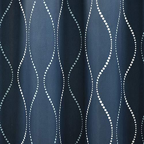 Lush Decor, Navy Swirl Light Filtering Curtains, W 52" x L 84" (2 Panels) - Image 4