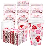 Whaline 50 Pcs 16 Oz Valentine' s Day Disposable...