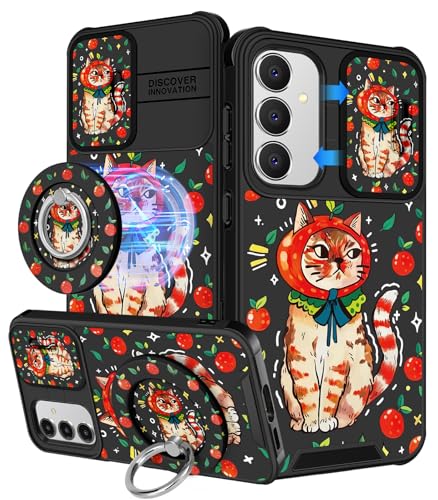 Buleens for Samsung Galaxy S24 FE Case - with Ring Stand & Camera Cover Aesthetic Cute Designed S24FE Case Women Girls Teens Girly Kawaii Cat Cool for Samsung S24 FE Phone Case Compatible with Magsafe