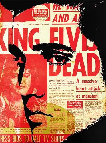 KUSTOM ART Póster decorativo de pared King Elvis is Dead - La noticia de la muerte de E. Presley - Impresión artística sobre papel de patinata 40 x 30 cm sin marco