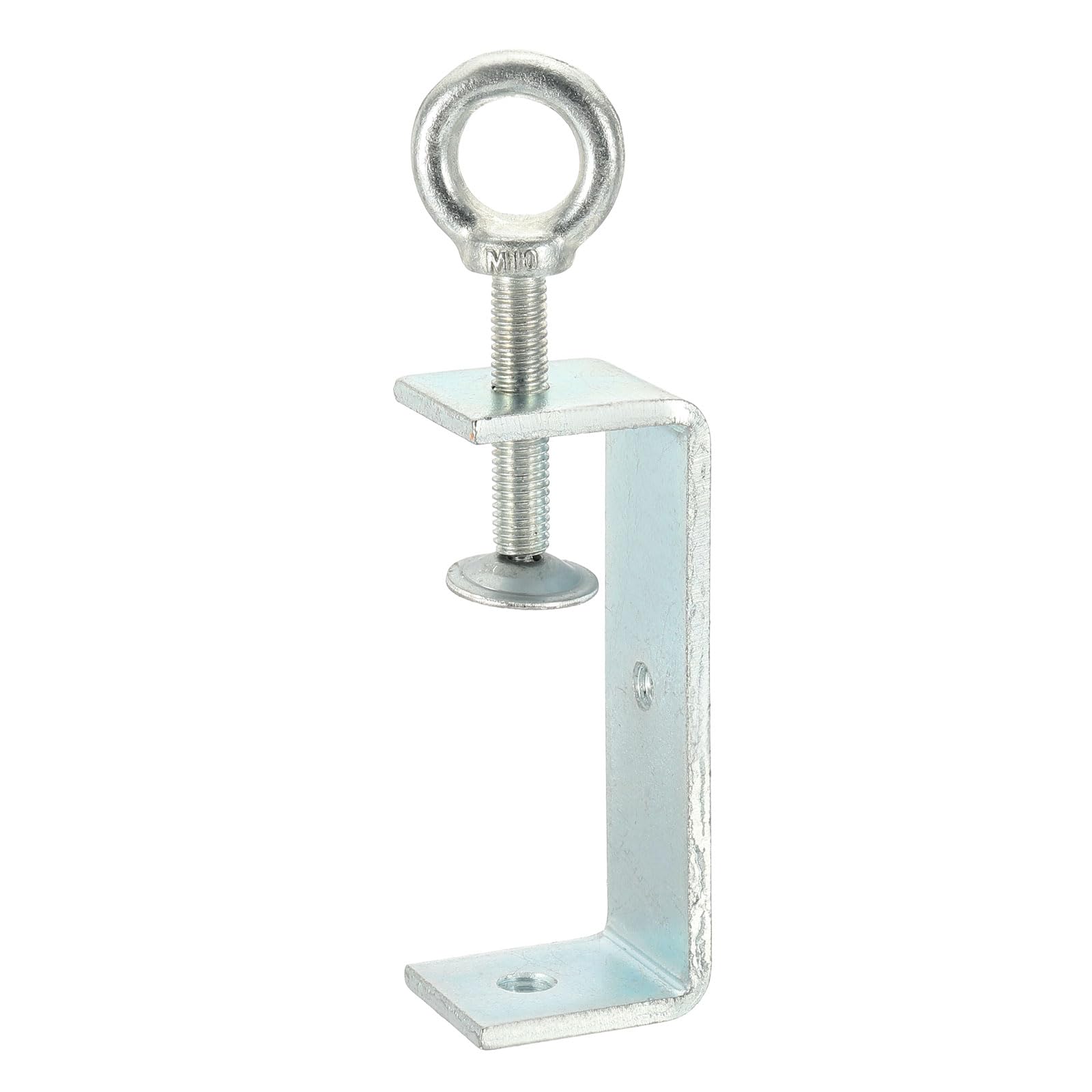 sourcing map Carbon Steel C Clamps 100mm Square Galvanized Mini Tiger Clamp Adjustable Heavy Duty Metal U Clip with Eye Hook Screw for Woodworking Welding Mounting, Blue White