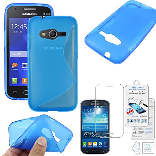 ebestStar - Coque Compatible avec Samsung Galaxy Trend 2 Lite SM-G318H, Galaxy V Plus Etui Housse Silicone Gel Souple Motif S-Line, Bleu + Verre Trempé...