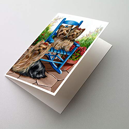 Caroline's Treasures PPP3242GCA7P Yorkie Patio Sweethearts Greeting Cards and Envelopes Pack of 8 Blank Cards with Envelopes Whimsical A7 Size 5x7 Blank Note Cards