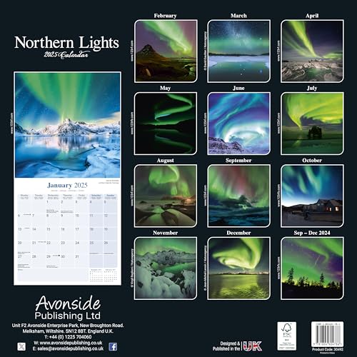 Northern Lights 2025 Square Wall Calendar, Multi, 12"W x 12"H - Image 2