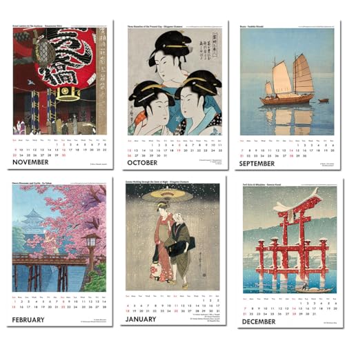Image of Tallenge - New Year 2025 Wall Calendar - Japanese Masters Collection - 12 x 17 Inches for Home & Office (Paper, Wall Calendar)
