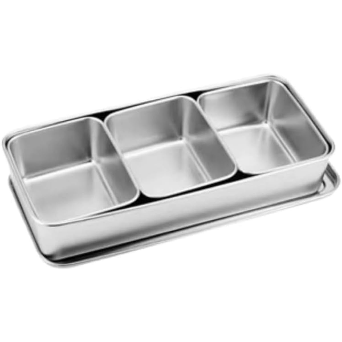 Seasoning Container, Storage Container, Condiment Container, Large Capacity, Stainless Steel, Deep Pad, Divided Condiment Container, Stainless Steel, Small Dishes, Kitchen, Commercial Use, Store, Food Supplies, Kitchen Supplies, Condiments, Kitchen Utensils (3 Grids) 3つのグリッド