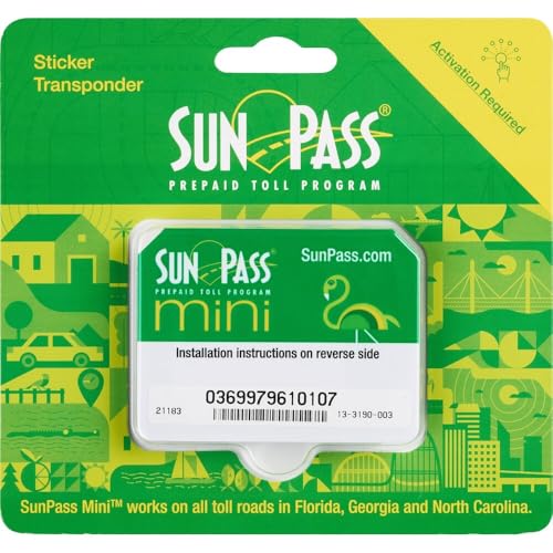 SunPass Transponder Prepaid Toll Program for Florida Georgia and North Carolina (Sticker)