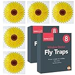 SOL 16pk Fly Window Sticker Traps, Sunflower Design for Sticky Fly Trap, Moths, Mosquitoes, Indoor Catcher for Home, Strong Adhesive and Waterproof, Effective Pest Control Solution
