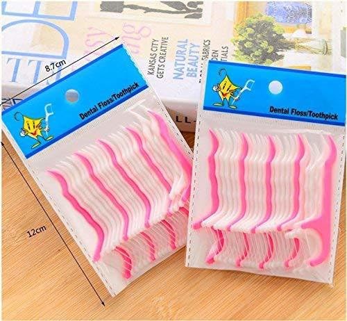 Diano Dimzi Tooth Cleaning Dental Floss Toothpicks Plastic Set 40 Piece Set (White & Pink)-image-5