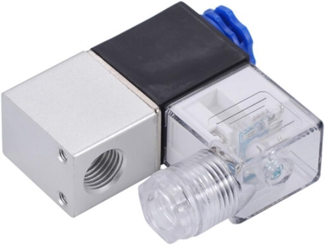 Air Solenoid Valves 2V025-08 2 Position 2 Port 1/4 Inch Normally Closed Pneumatic Solenoid Valve 12V 24V 110V 220V Volt 1Pcs(2V025-08 Brass10,AC220V)