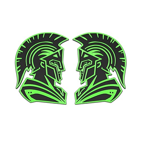 Image of Spartan Emblem 3D Warrior Badge, Custom Car Decal Sticker - Durable Exterior Trunk, Hood, Fender for Car, Truck, SUV (Set of 2) (Green)